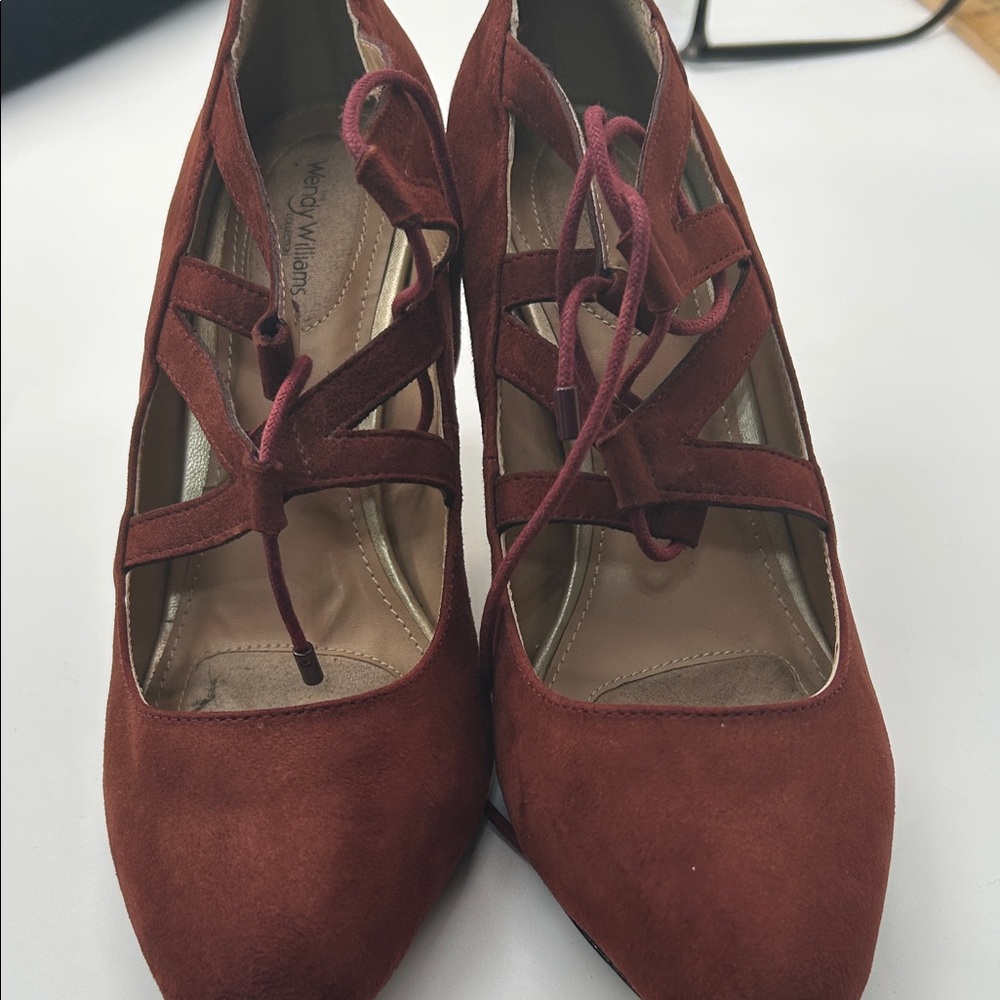 Stylish Burgundy Lace-Up Heels